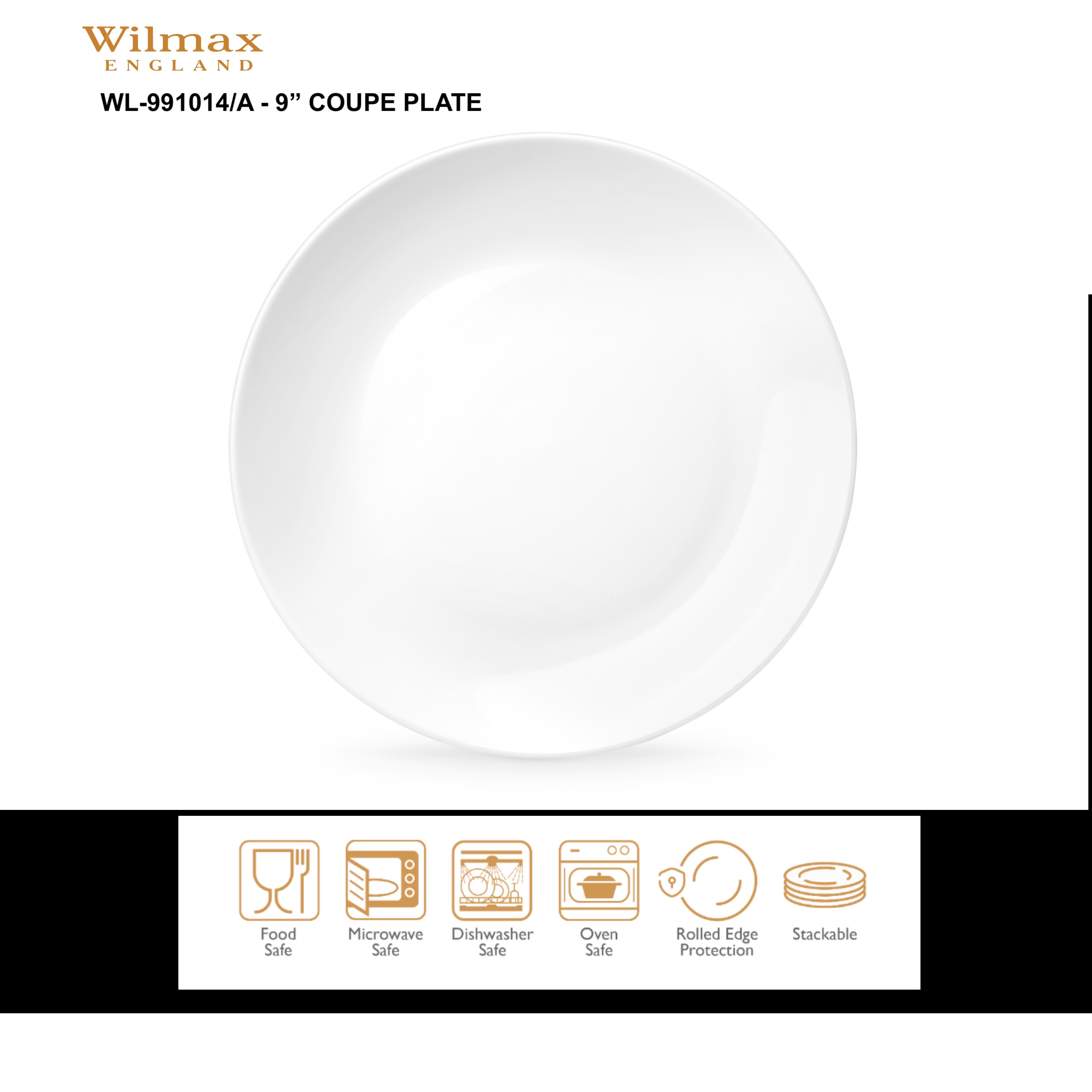 Coupe Salad Plate 9" with Rolled Edge Protection WL-991014/A