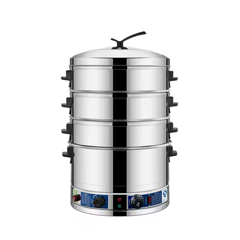 40cm. Stainless Steel Dim Sum / Momos 4 Tier Steamer Electric