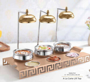 Ala Carte Steel 3 Serving Dish Tray