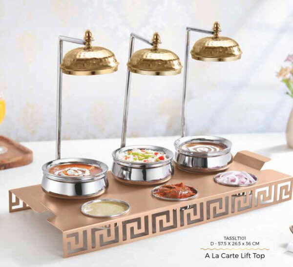 Ala Carte Steel 3 Serving Dish Tray