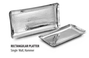 SS Rectangular Platter Hammered 25| 30 cm.