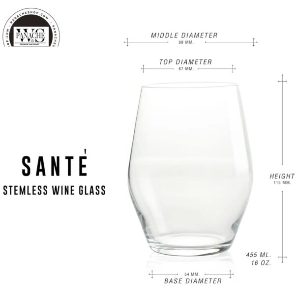 Santé Stemless Wine Glass 15 Oz. 6pc. - Image 2